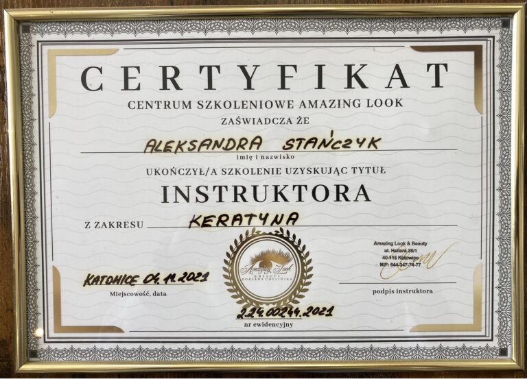 certyfikat keratyna