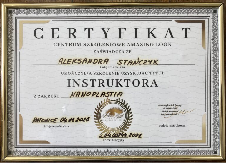 certyfikat nanoplastyka